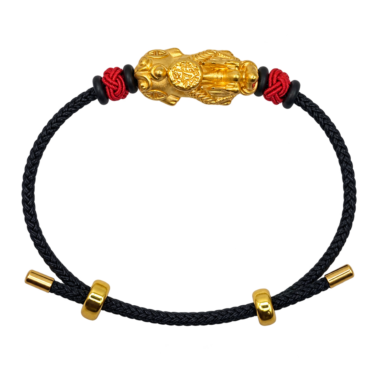 24K Lucky Fu Dog on Ballistic Black Cord