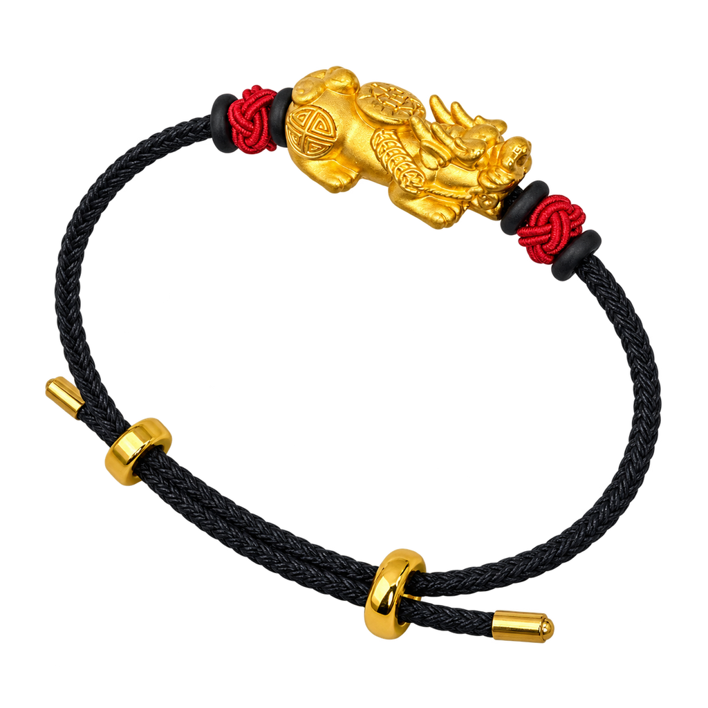 24K Lucky Fu Dog on Ballistic Black Cord