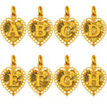 24K Gold Heart Shape Letter Pendant Diamond Cut