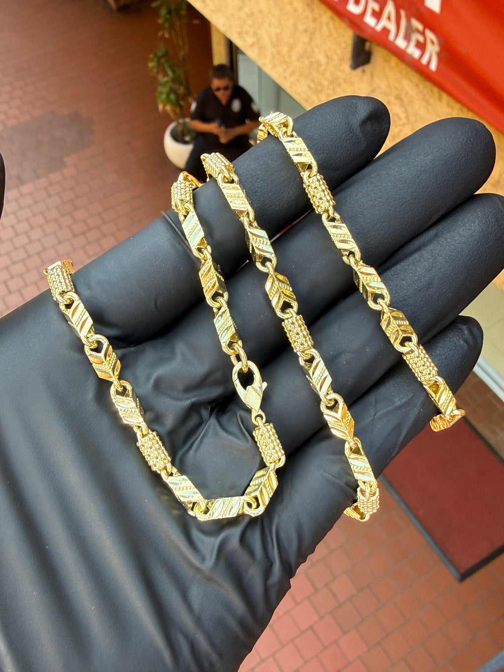 3.5MM Diamond Cut Baht & Textured Barrel Chain