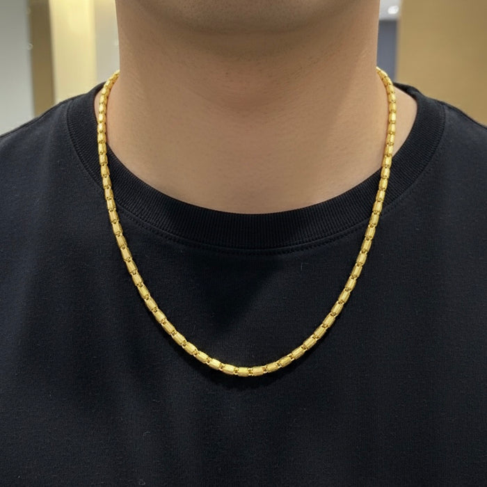 24K Yellow Gold 5MM Barrel Link Chain (Rounded)