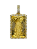 Santa Muerte Diamond Cut Pendant with Diamond Frame