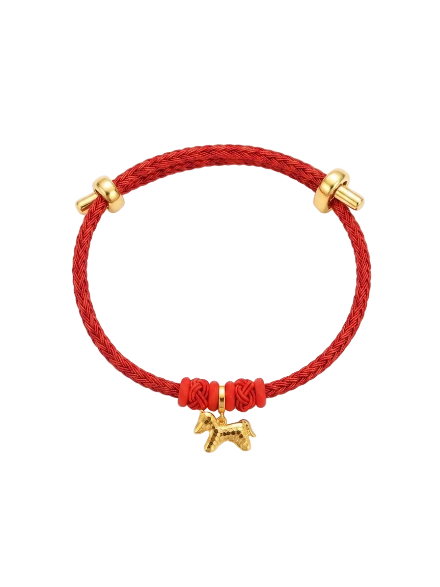 18K Diamond Cut Horse Charm on Red Ballistic Cord