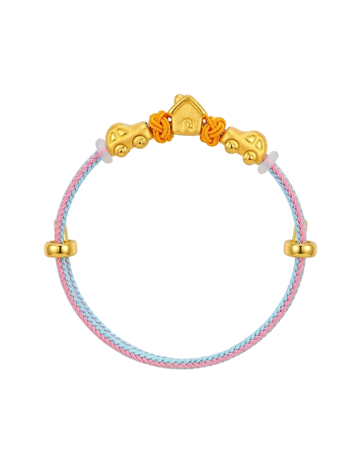 24K House & Car Charm Bracelet on Ballistic Cord