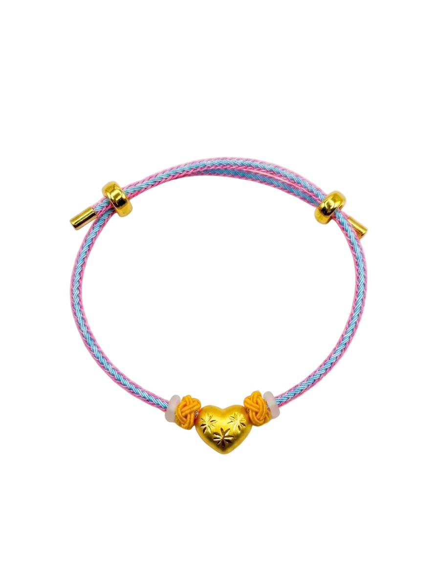 24K Diamond Cut Heart Shape Charm on Ballistic Braid