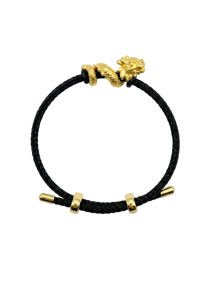 24K Gold Dragon Wrap Charm on Ballistic Cord