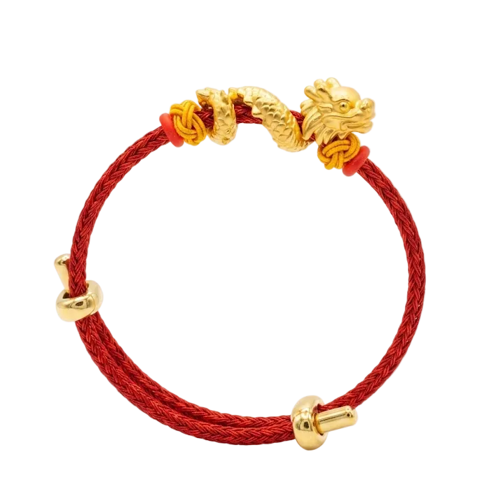 24K Gold Dragon Wrap Charm on Ballistic Cord