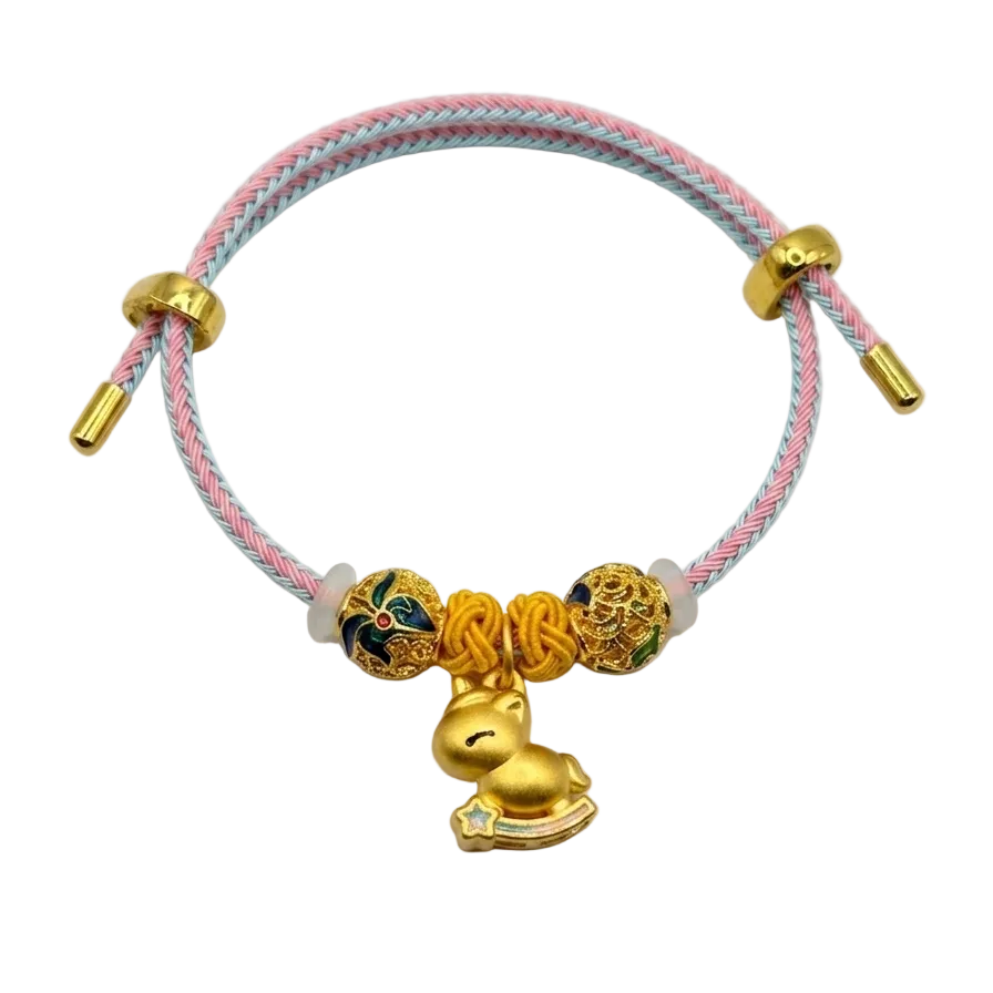 24K Horse and Floral Bead Charm on Ballistic Braid