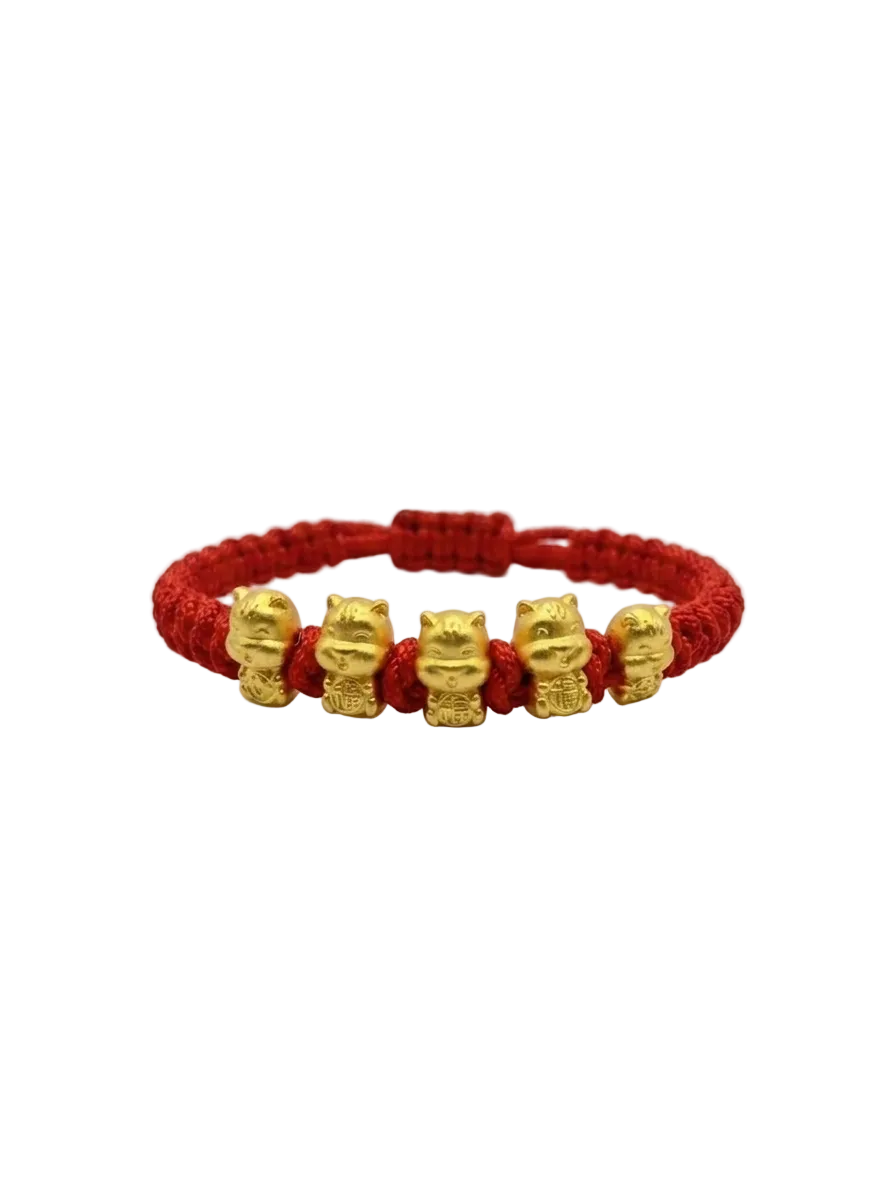 24K Five Baby Horse Charms on Nylon