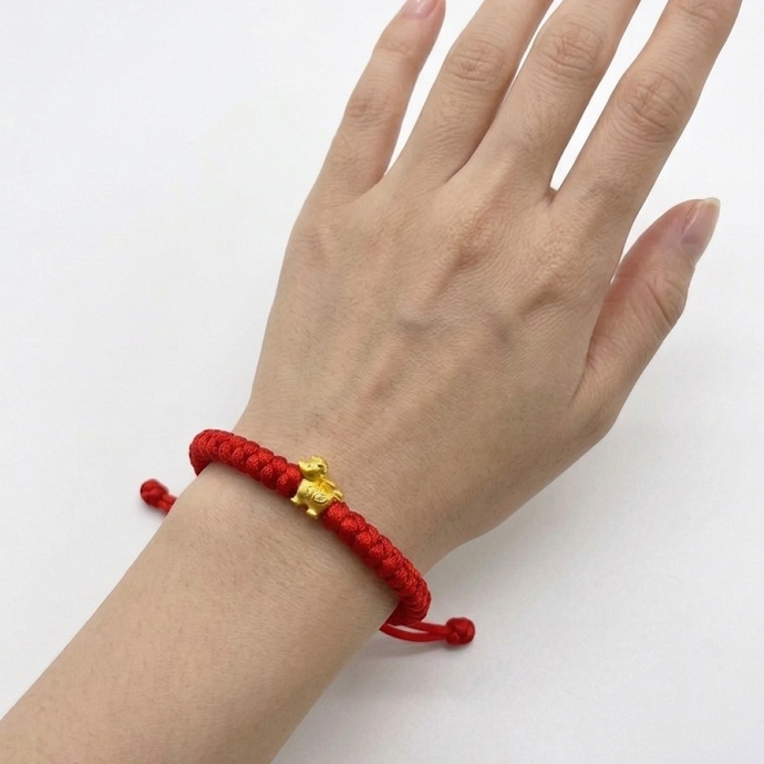 24K Horse Charm on Red Nylon