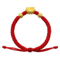 24K Fu Dog with Diamond Cut Beads on Red Nylon