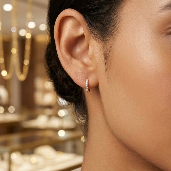 Diamond Hoop-Huggy Earring
