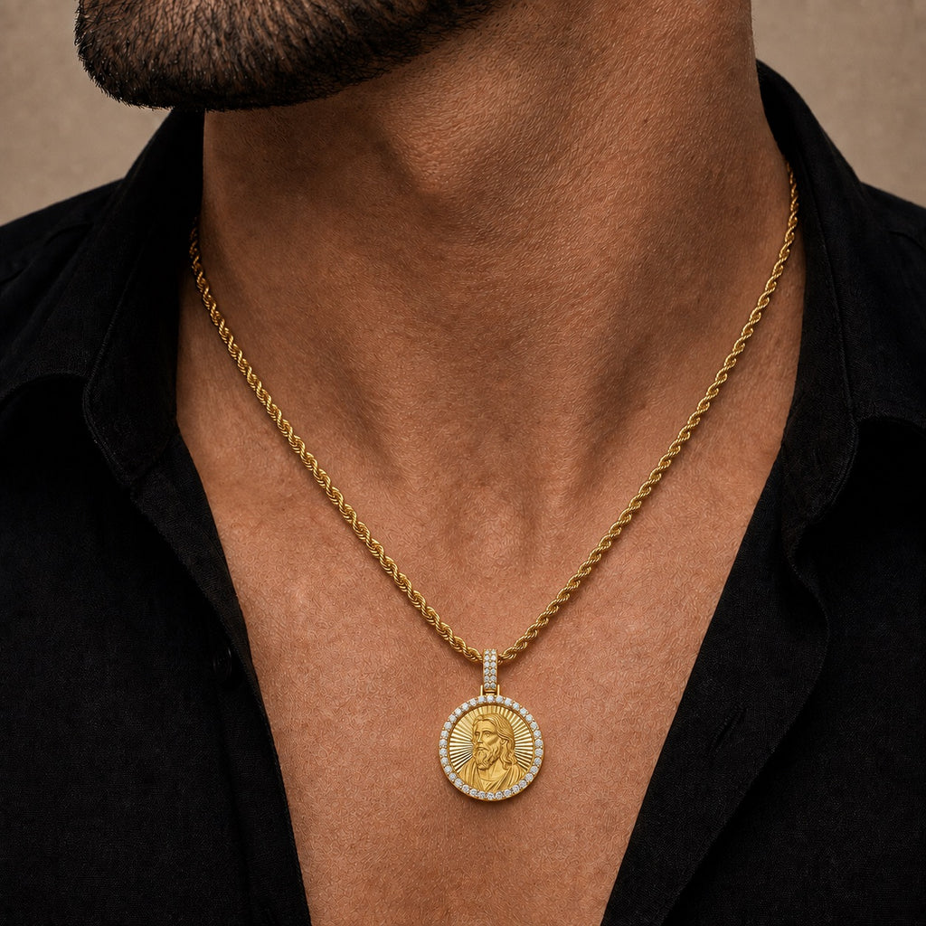 Jesus Round Diamond Pendant