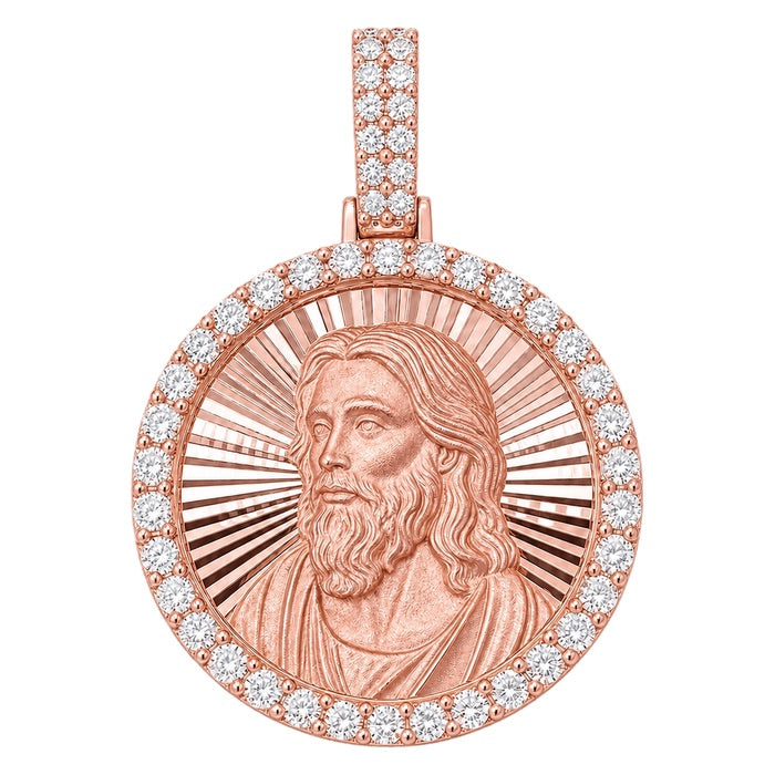 Jesus Round Diamond Pendant