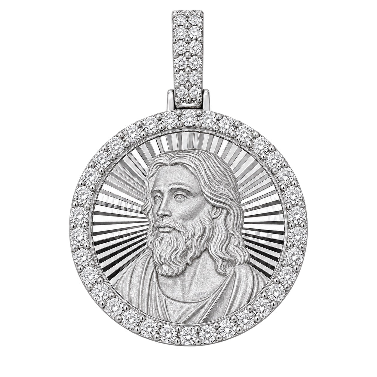 Jesus Round Diamond Pendant