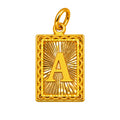 24K Gold Rectangular Letter Pendant Diamond Cut