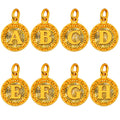 24K Gold Circular Letter Pendant Diamond Cut