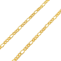 24K Yellow Gold 3.3MM Diamond Cut Figaro Chain