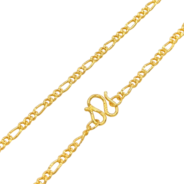 24K Yellow Gold 3.3MM Diamond Cut Figaro Chain
