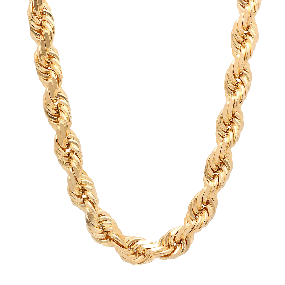 10MM Solid Diamond-Cut Rope Chain in polished yellow gold