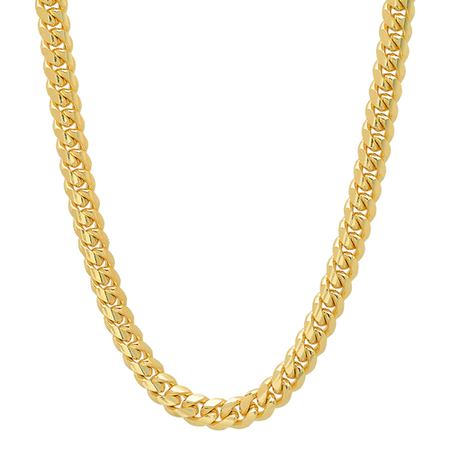 10MM Solid Miami Cuban Link Chain in polished yellow gold