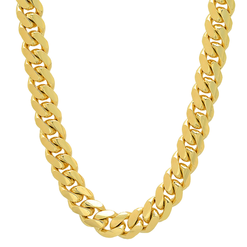 11.5MM Solid Miami Cuban Link Chain in polished yellow gold