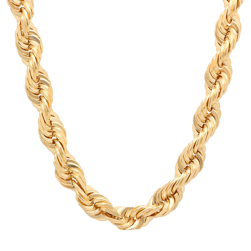 12MM Solid Diamond-Cut Rope Chain in polished yellow gold