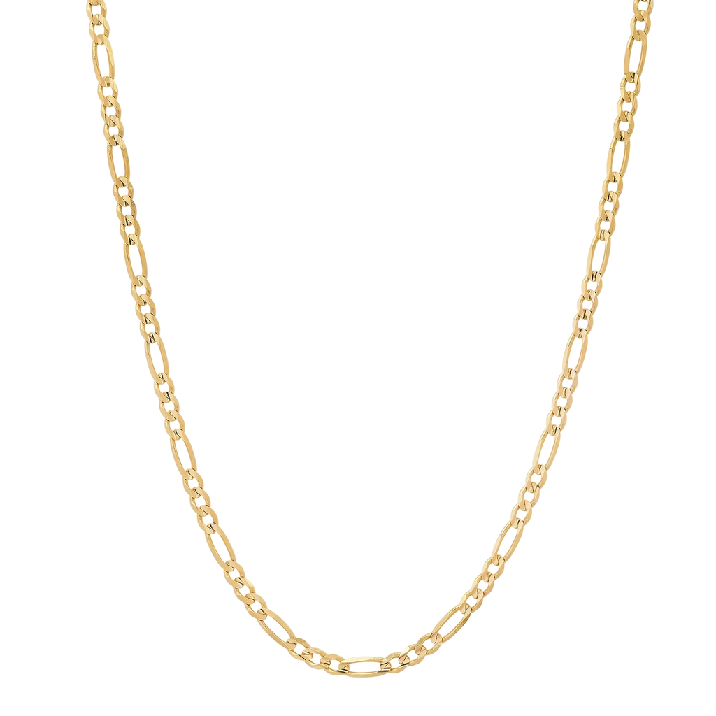 2.2MM Solid Plain Figaro Chain in polished yellow gold