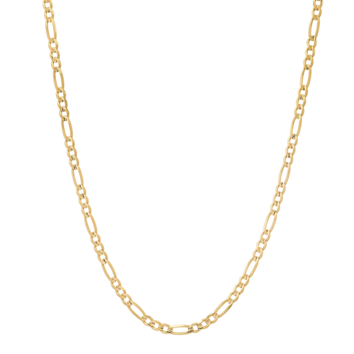 2.2MM Solid Plain Figaro Chain in polished yellow gold