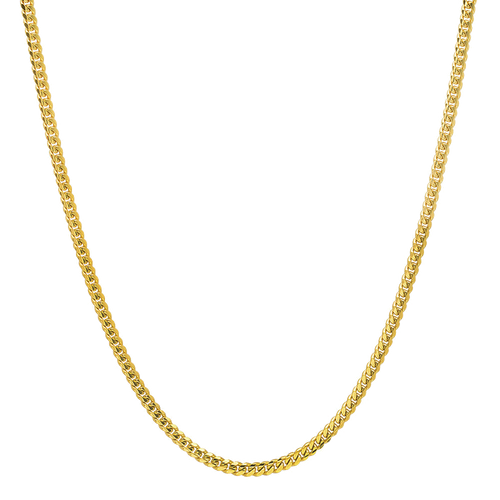 2.5MM Solid Miami Cuban Link Chain in polished yellow gold