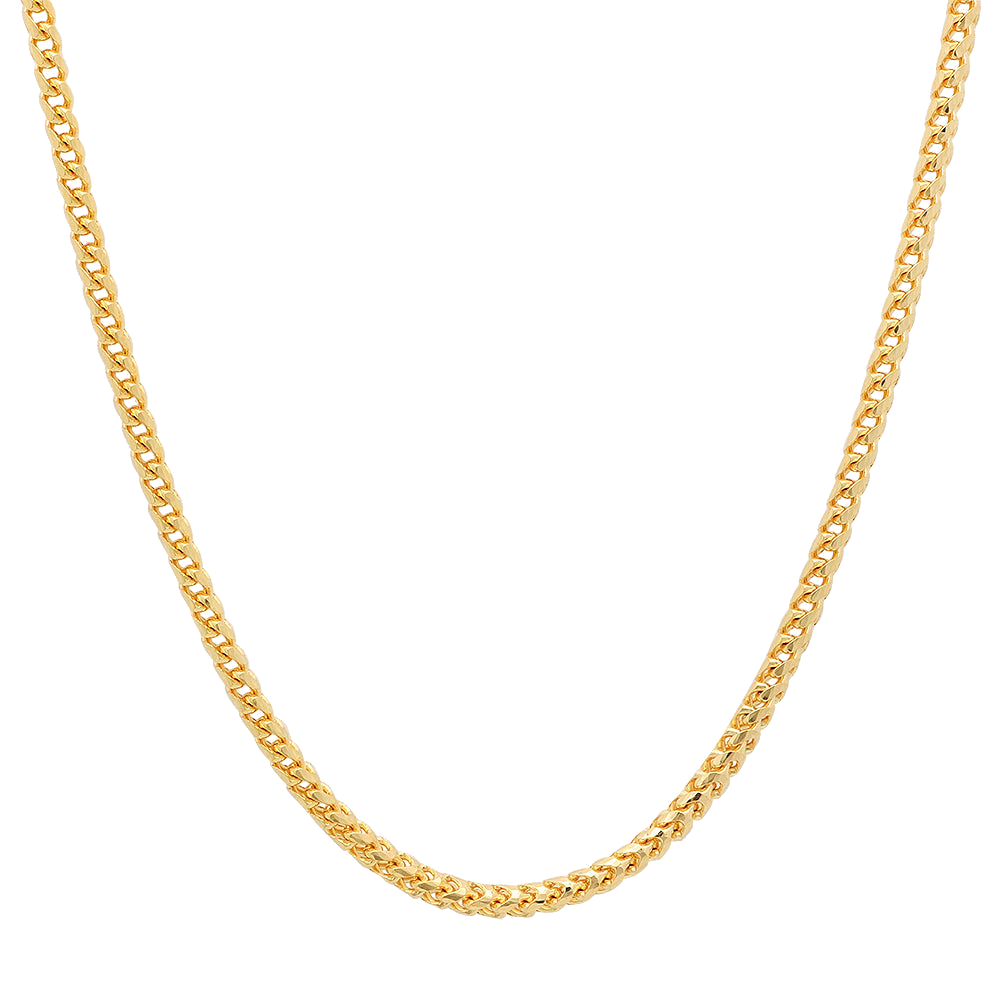 2.5MM Solid Plain Franco Chain in polished yellow gold