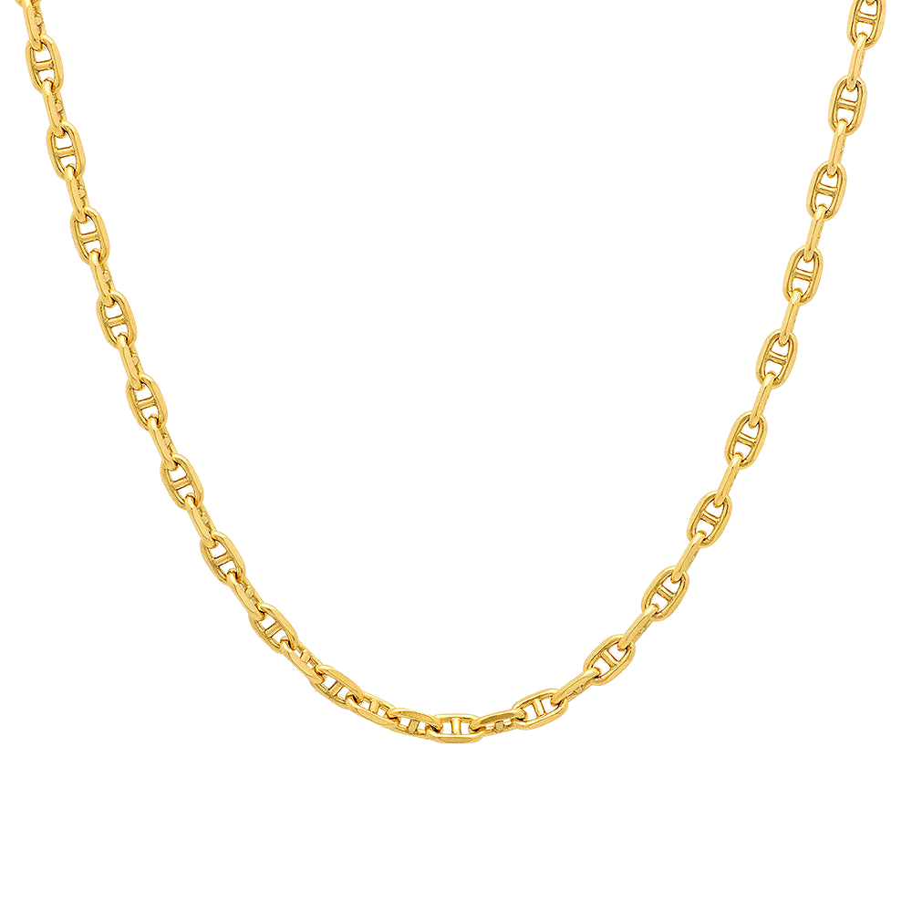 2.8MM Solid Alternating Mariner Chain in polished yellow gold