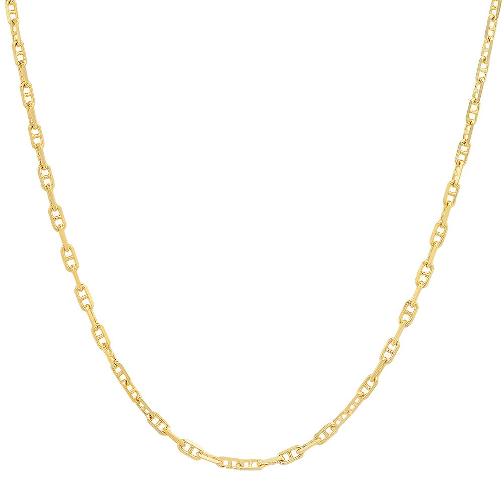 2MM Solid Alternating Mariner Chain in polished yellow gold