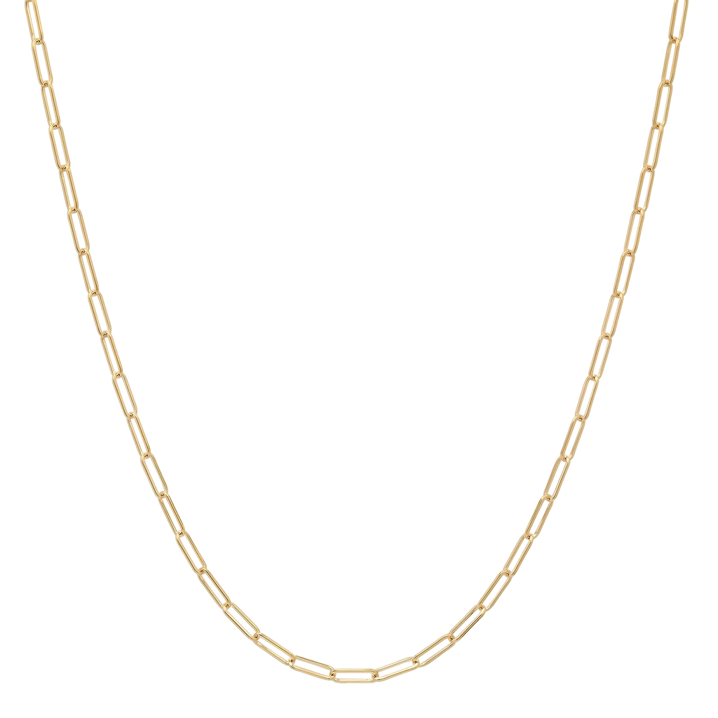 2MM Solid Paper Clip Chain in polished yellow gold