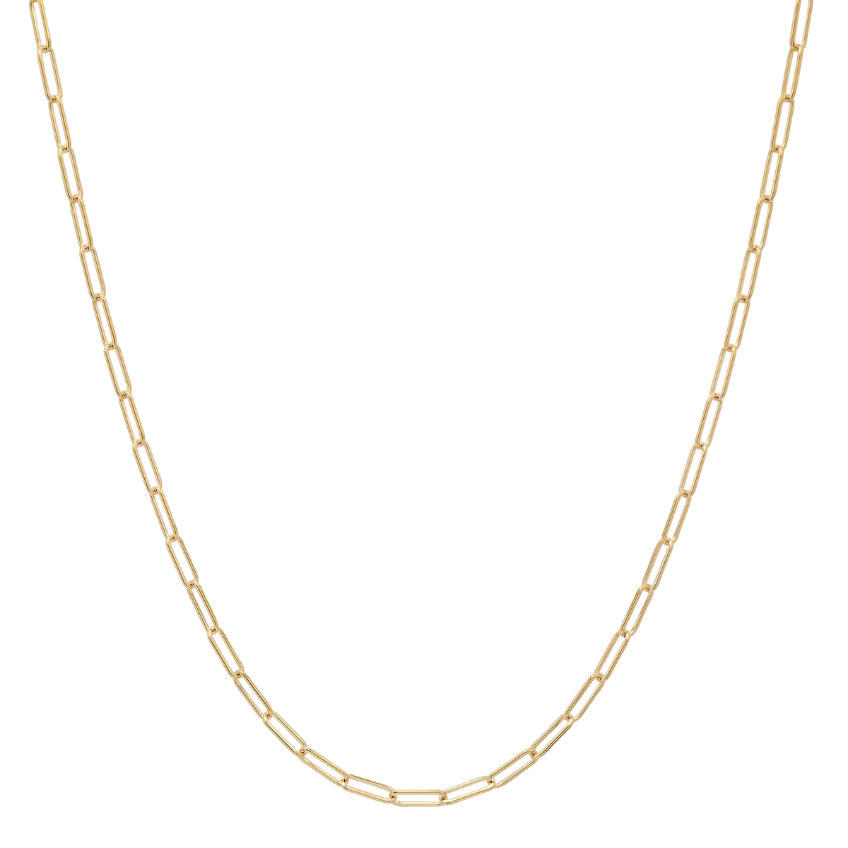 2MM Solid Paper Clip Chain in polished yellow gold