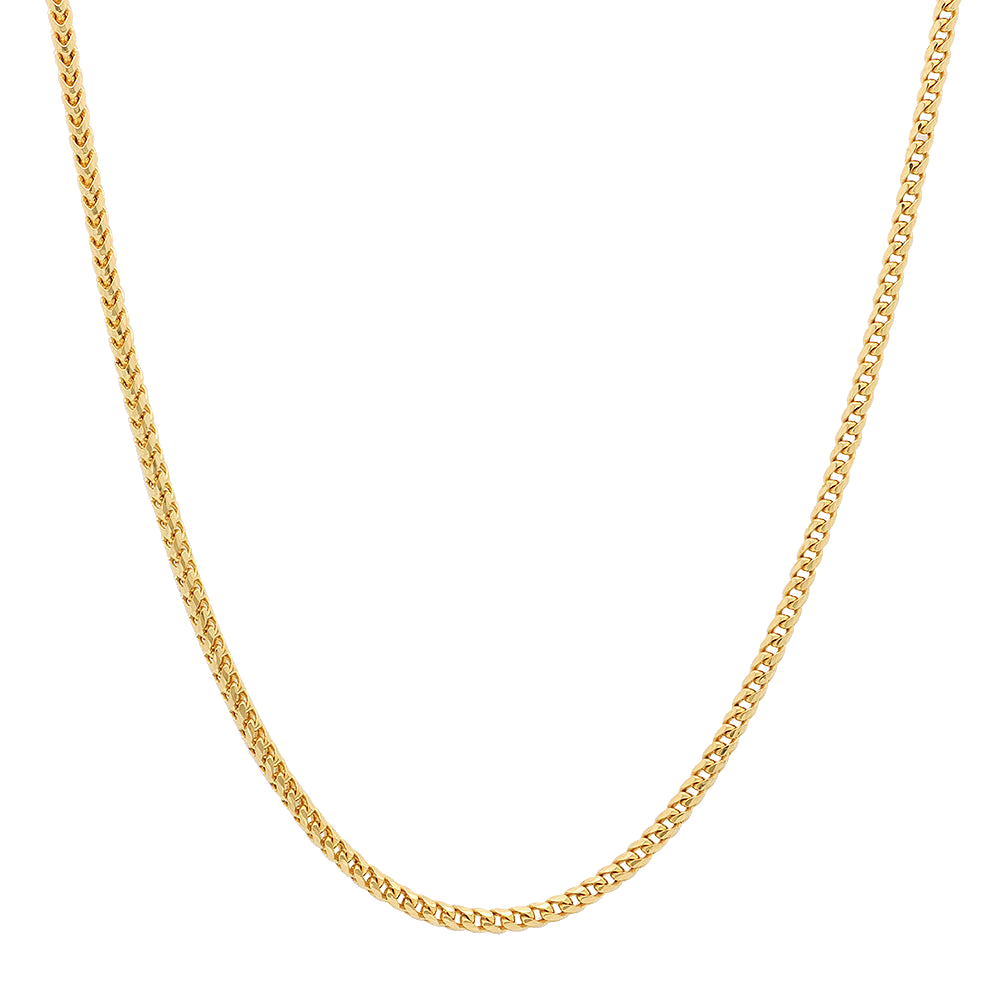 2MM Solid Plain Franco Chain in polished yellow gold