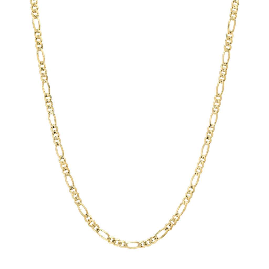 3.2MM Solid Plain Figaro Chain in polished yellow gold