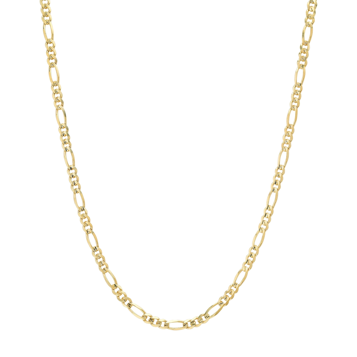 3.2MM Solid Plain Figaro Chain in polished yellow gold