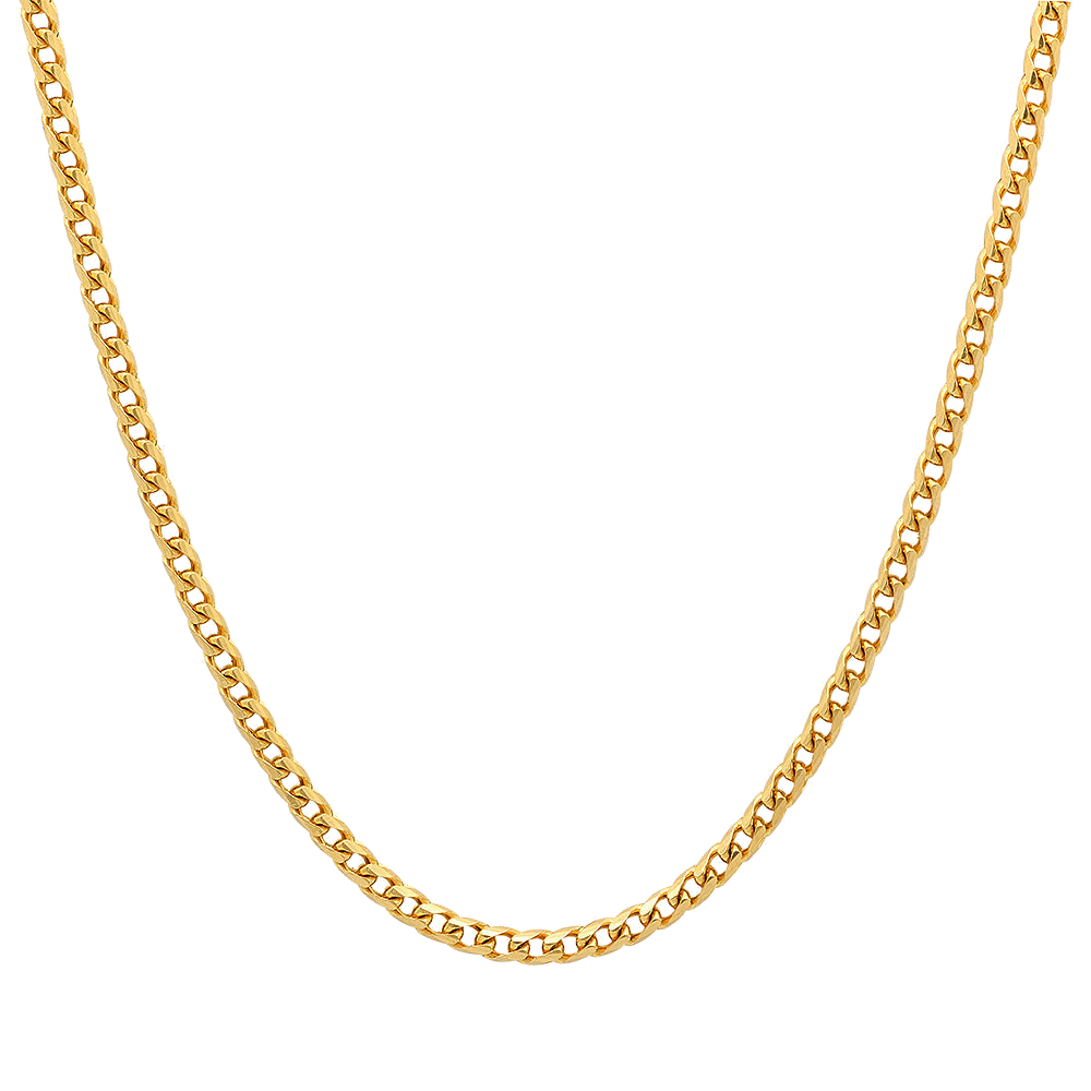 3.5MM Solid Plain Franco Chain in polished yellow gold