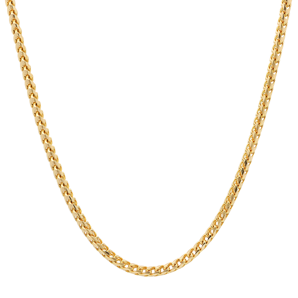 3MM Solid Plain Franco Chain in polished yellow gold