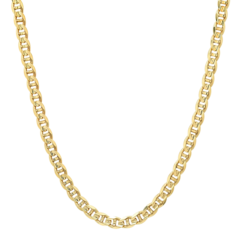 4.5MM Solid Plain Mariner Chain in polished yellow gold