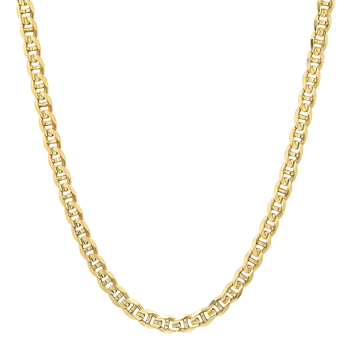 4.5MM Solid Plain Mariner Chain in polished yellow gold
