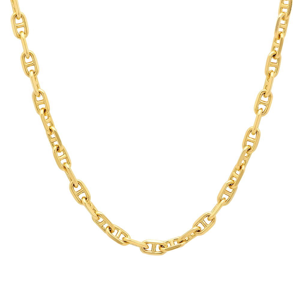 4MM Solid Alternating Mariner Chain in polished yellow gold