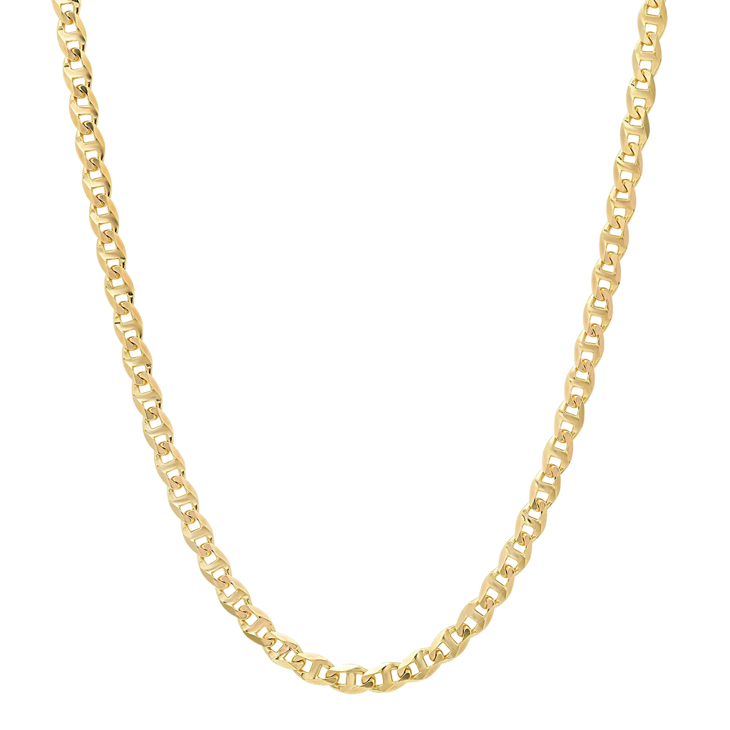 4MM Solid Diamond-Cut Mariner Chain in polished yellow gold