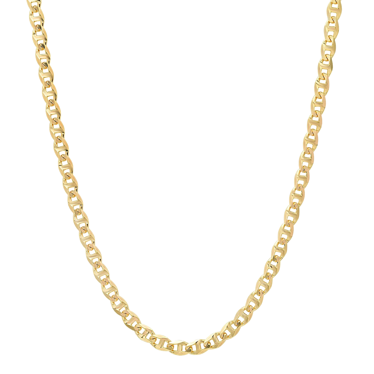 4MM Solid Diamond-Cut Mariner Chain in polished yellow gold