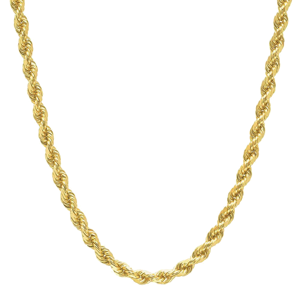 4MM Solid Diamond-Cut Rope Chain in polished yellow gold