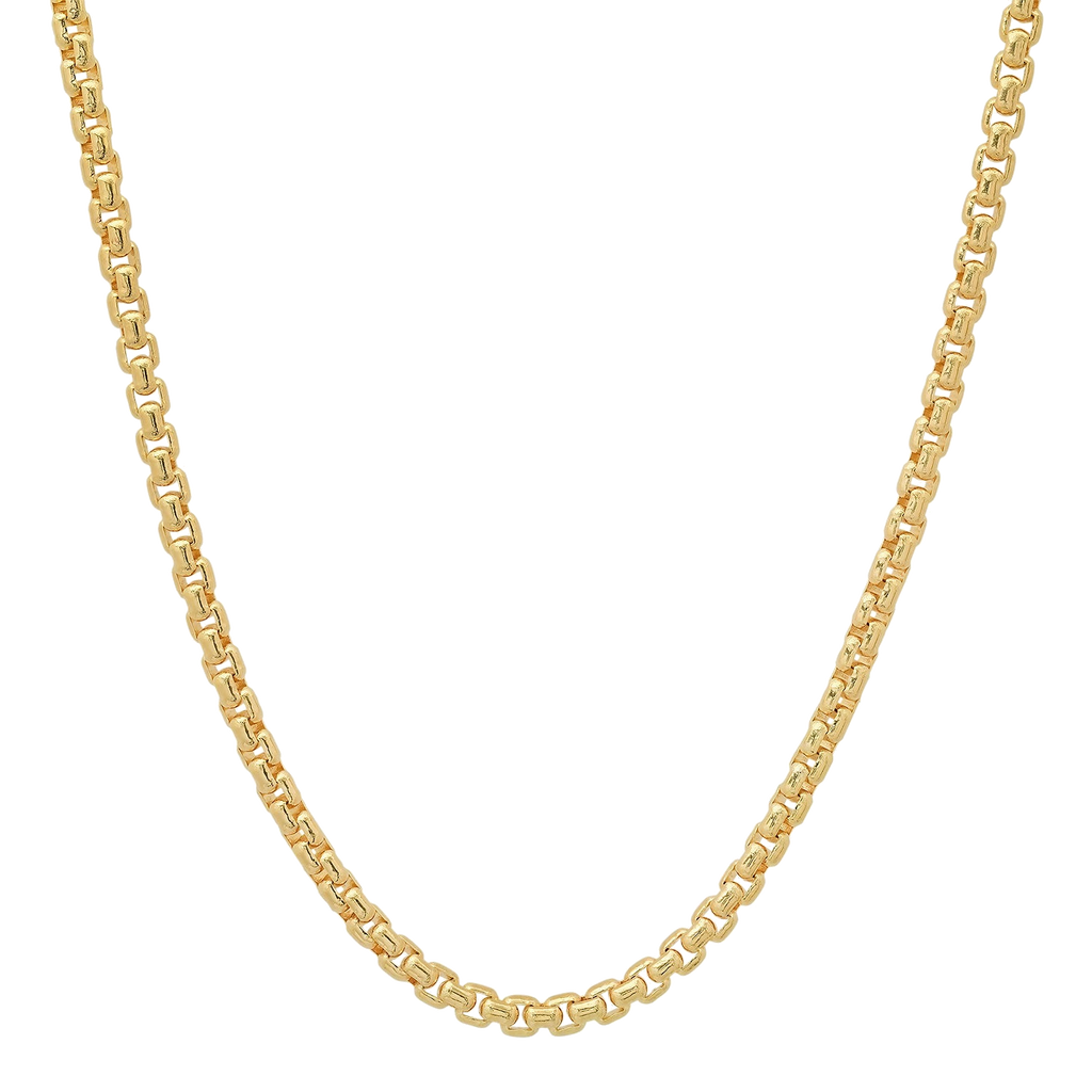 4MM Solid Rounded Box Chain in polished yellow gold