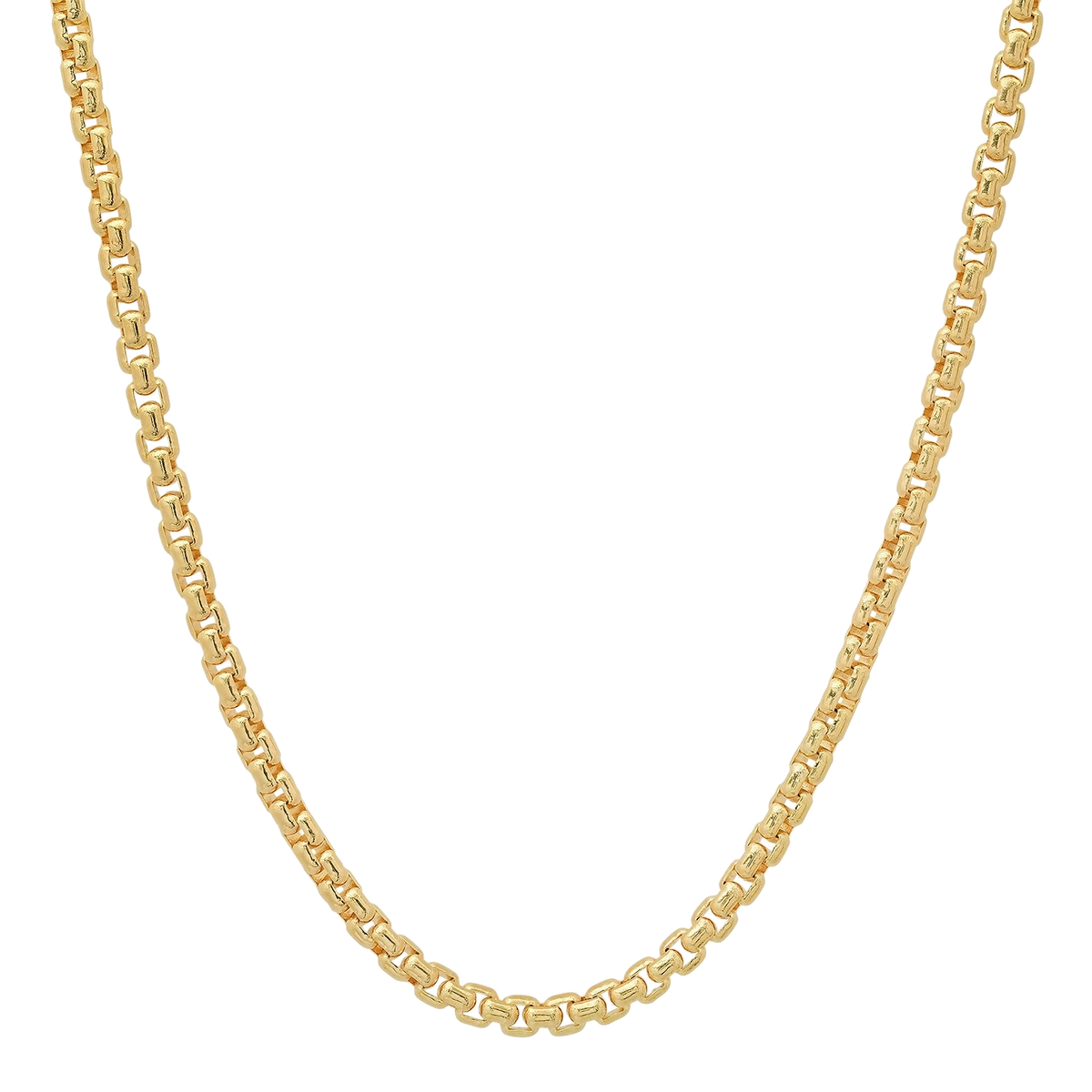 4MM Solid Rounded Box Chain in polished yellow gold