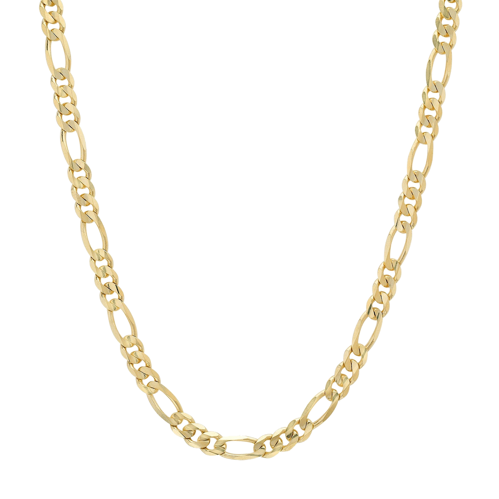 5.5MM Solid Plain Figaro Chain in polished yellow gold