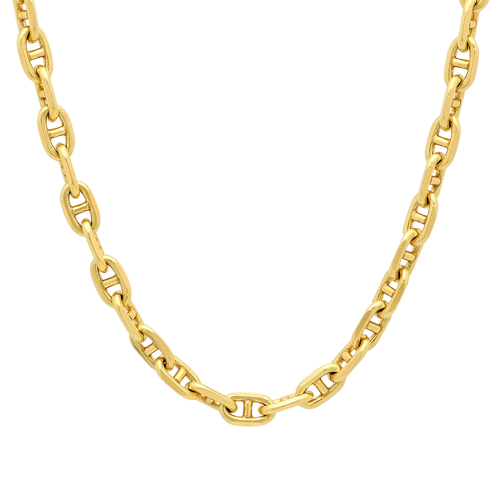 5MM Solid Alternating Mariner Chain in polished yellow gold
